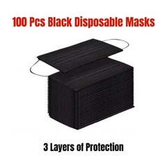 100 PCS Disposable Face Mask Non Medical Surgical 3 Ply Ear loop Black Masks