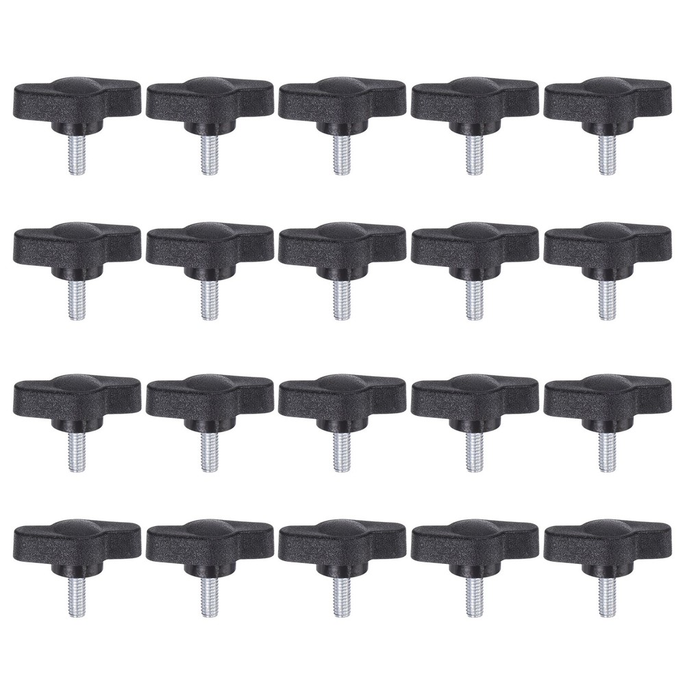 20pcs M4 x 10mm Male Thread Tee Wing Knobs Thumb Screw Clamping Knobs Grip Black