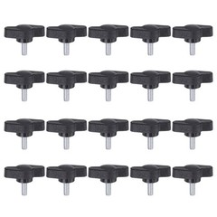 20pcs M4 x 10mm Male Thread Tee Wing Knobs Thumb Screw Clamping Knobs Grip Black