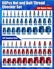 Nut and Bolt Thread Checker Kit 66Piece SAE Metric Thread Gauge Precision-Cut