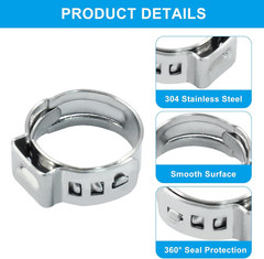 Litoexpe 50 Pcs Single Ear Hose Clamp 12.8Mm-15.3Mm, Hose Crimp Clamps Ear Crimp