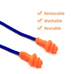 100 Pair Corded Earplugs Reusable Silicone Cord for Noise Reduction Shooting