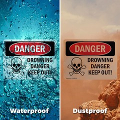 (2 Pack) Drowning Danger Keep Out! OSHA Danger Sign Decal Metal Plastic