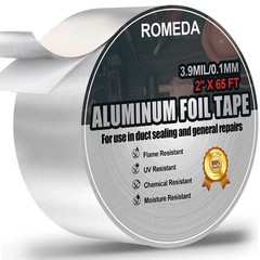 Aluminum Foil Tape 2″ x 65ft | 3.9 Mil High-Temp HVAC Tape for Ductwork & Vents