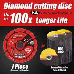 Diamond Cutting Wheel 6” x 7/8 Inch for Metal, Cut Off Wheel with 5000+ Cuts…