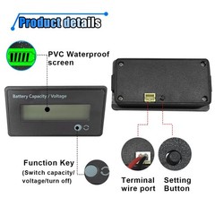12V 24V 36V 48V Car Battery Meter, Lead-Acid Lithium-ion Battery Capacity Vol…