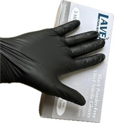 Disposable Vinyl/Nitrile Gloves, Powder-Free, Latex-Free, Large, Black – 100 Cou