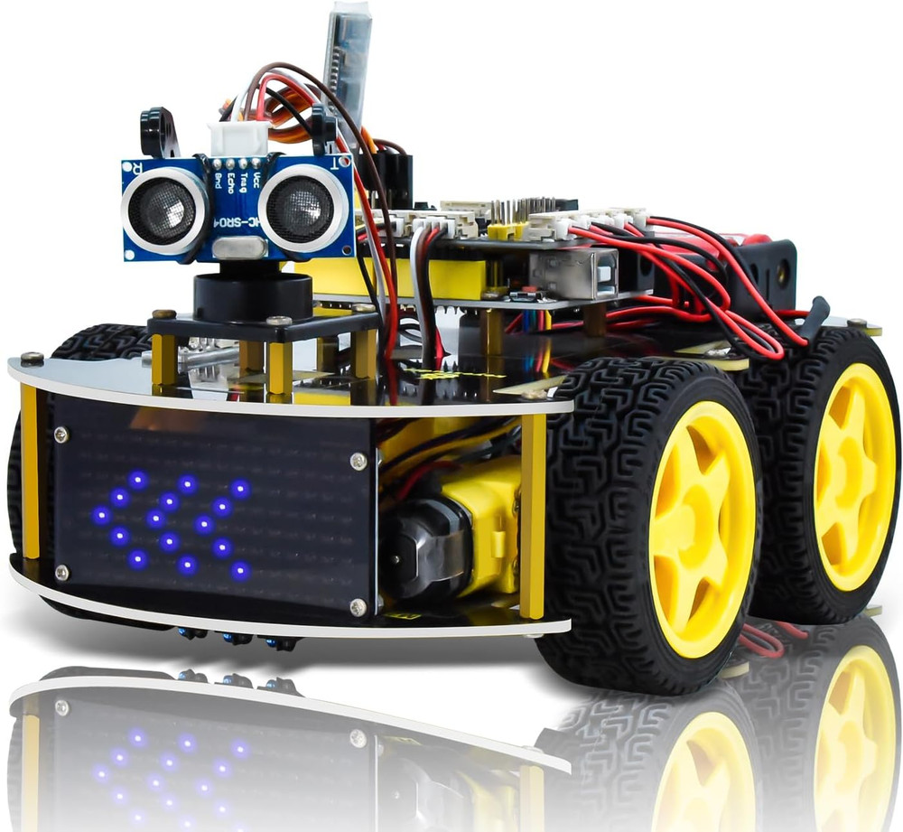 Smart Car Kit,4Wd Programmable DIY Starter Kit for Arduino for Uno R3,Electronic