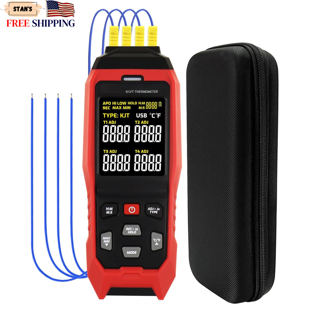 Thermocouple Thermometer Temperature Data Logger 4-Channel K/J/T Type Thermomete
