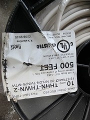 #10 AWG Gauge 600V THHN Stranded Copper Wire – White 500′ Free Shipping
