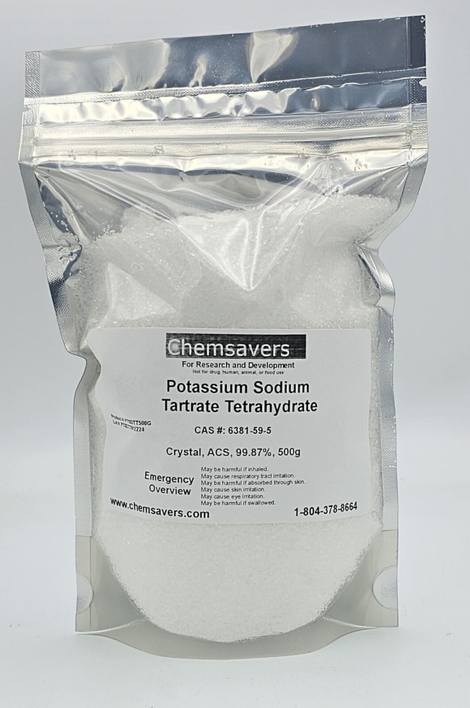 Potassium Sodium Tartrate Tetrahydrate, Crystal, ACS, 99.87%, 500g