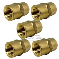 5 Pack 1/4″ x 1/4″ Female NPT Hex Coupling Pipe Fitting Brass Union Coupler