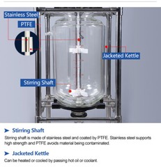 50L Large Lab Chemical Jacket Reactor Glass Reaction Vessel Digital Display USA