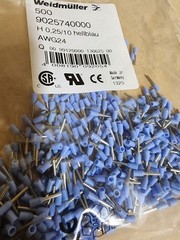 500pcs Weidmüller 9025740000 Wire Ferrule 24 AWG, 0.25 mm², 6 mm, Blue Ferrules