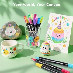 72 Colors Acrylic Paint Markers, Dual Tip Acrylic Paint Pens with Brush Tip &