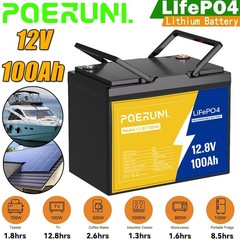 12V 100Ah LiFePO4 Lithium Battery Built-in BMS Cycle Deep for Solar RV Off-grid
