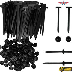 100PCS Snap-fit Nylon Fastening Clip for Car Repairs, Universal Black