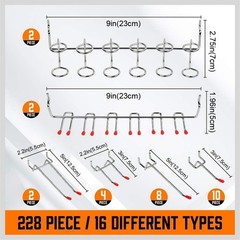 Rust Resistant 238 PCS Pegboard Hooks Assortment – Perfect for Home Organization