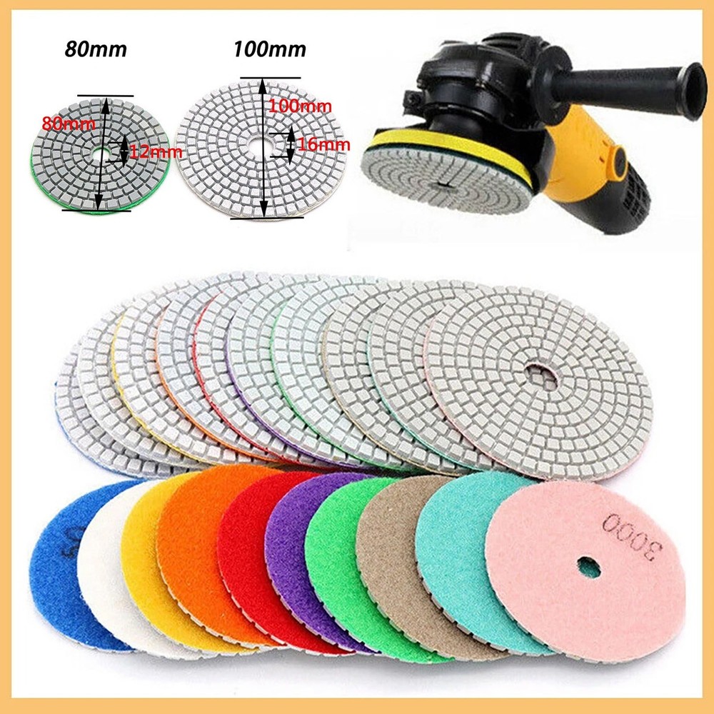 Diamond Polishing Pads 3 or 4 inch Wet/Dry Granite Glass Stone Concrete Marble