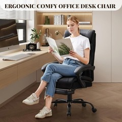 500lbs Big and Tall Office Chair with Footrest Wide Ergonomic Computer Chair