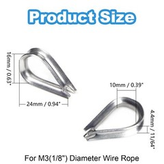 50 Pcs 1/8″ Wire Rope Thimbles M3 Cable Thimbles 304 Stainless Steel Thimble …