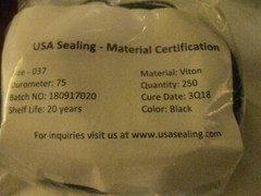 USA SEALING ZUSAVB75037 Black Viton O-Ring, Dash 037, Package of 10