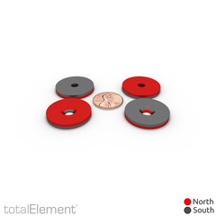 1 x 1/8 Inch Neodymium Rare Earth Countersunk Ring Magnets N42 (6 Pack)
