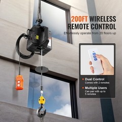3-in-1 Portable Electric Hoist Winch 1100lbs Wired/Wireless Remote Control