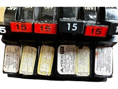 Lot of 6 Federal Pacific FPE NC115 Circuit Breaker 15A 1-Pole Stab-Lok Red Bezel