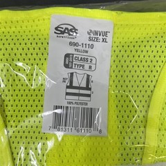 SAS Safety Corp 690-1110 Vest Class 2 Yellow Hi-Viz-XL – Pack of 10