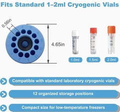 Cooling Container for 12×2ml Vials, Alcohol-Free Foam Box with Solid Core