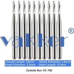 10/Pack Dental Tungsten Carbide Friction Grip Long Carbide Burs 21mm High Speed