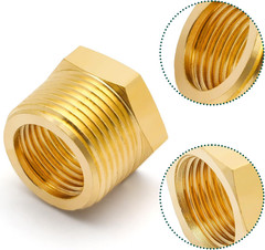 Litoexpe 5Pcs Brass Reducer Hex Bushing, 3/4″ NPT Male to 1/2″ NPT Female Thread