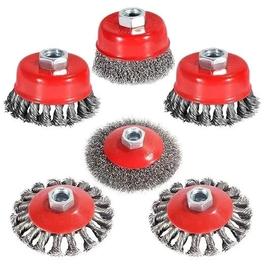 4 1/2″ Angle Grinder Wire Wheel Set – 6 Packs, 4&3 Inch Brush Cup, Heavy&Light D