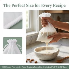 Generic 200 Mesh Nut Milk Bag 2 Sizes 6X8 Reusable Food Grade Nylon Fine Mesh