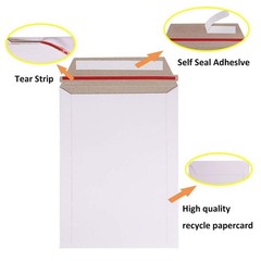 100 – 6×8 9×11.5 White Rigid Stay Flats Self-Seal Cardboard Envelope Mailers