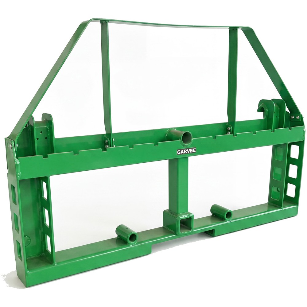 Skid Steer Pallet Fork Frame 4000lb, Quick Attach, 3 Hay Spear Mounts, 2in Hitch