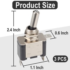 3 PCS LED Lighted Rocker Toggle Switch, 12V SPST 3 Pin 2 Position ON/Off Rock…
