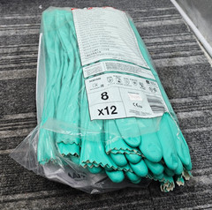 (12 PAIRS) MAPA Ultranitril 381 Protective Gloves Size 8, Nitrile Green