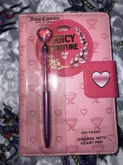 Juicy Couture Pink Illustrated Lined Journal w/ Heart Pen, 280 Pages