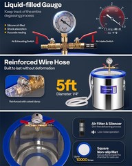 5 Gal Vacuum Chamber with 3.5 CFM 1 Stage Pump for Degassing Tempered Glass Lid