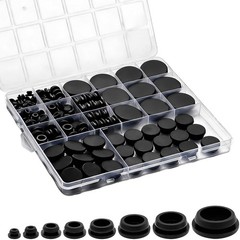 125-Piece Black Rubber Plug Set for Round Holes in Automotive and Furniture