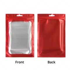 Multi-Size Matte Red Mylar Flat Zip Lock Pouch Bag For Storage w/ Window R10