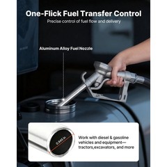 12V DC Fuel Transfer Pump,15 GPM Diesel and Gasoline Pump with Manual Nozzl