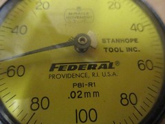 FEDERAL DIAL INDICATOR GAUGE GAGE P81-R1 .02mm Flat Back