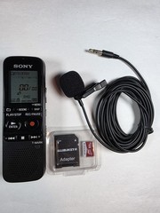 Sony ICD-PX312 Digital Voice Recorder Bundle with Lapel Mic & 512GB SD Card