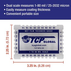 TCP Global Wet Film Thickness Gauge Comb, 1-80 Mil Scale, Step and notched