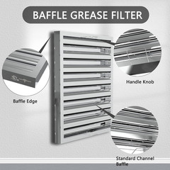 Stainless Steel Baffle Grease Filter for Restaurant Hoods – 5 Pack