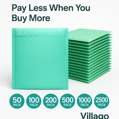 Villago Teal Bubble Mailers 4×8 Self-Seal Padded Envelopes – 50/100/200