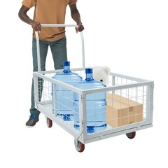 4-in-1 Heavy Duty Platform Truck Cart w/ Cage, Multi-Purpose Push Cart, 13.9in